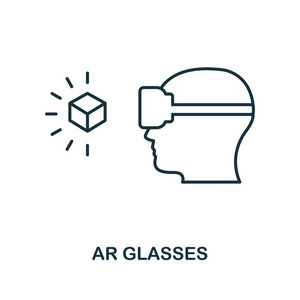 增强现实眼镜图标。单色风格设计从视觉设备图标集合。Ui。像素完美简单的象形增强现实眼镜图标。网页设计应用软件打印使用