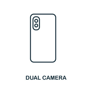 双相机图标。单色风格设计从视觉设备图标集合。Ui。像素完美简单的象形图双摄像头图标。网页设计应用软件打印使用
