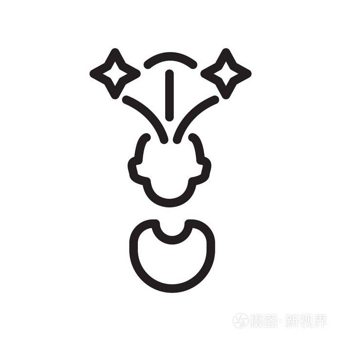 心灵图标矢量隔离在白色背景, 心灵符号, 线