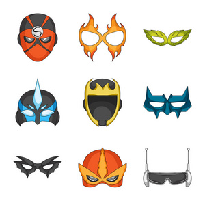 孤立对象的英雄和面具的标志。一套英雄和超级英雄股票符号的网站