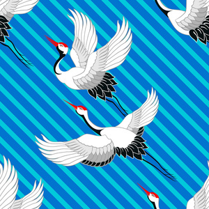 鹤海报天鹤鸟无缝矢量图案照片