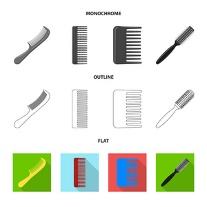 画笔和头发标识的矢量设计。画笔和梳子股票矢量图的收集