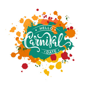 嘉年华文本作为标志型徽章补丁图标隔离在彩色背景上.