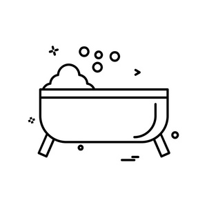 浴缸图标设计矢量插图