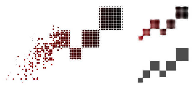 碎片像素半色调方形 Blockchain 图标