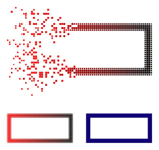 闪烁像素半色调矩形框架图标
