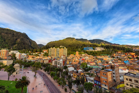 s Park with Monserrate and the candelaria district of Bogota, Co