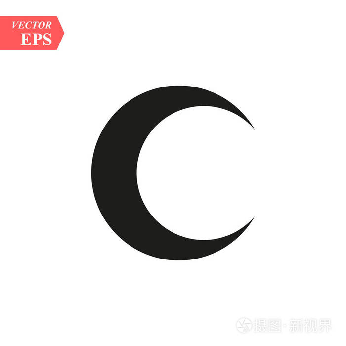 月亮图标矢量. 黑色夜晚的象征. 时尚的平面ui标志设计.