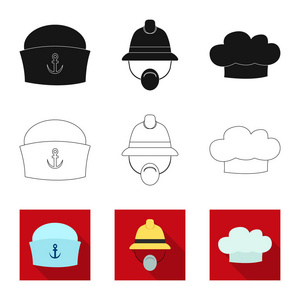 帽子和盖帽标志的向量例证。头饰和辅助股票矢量图的收集