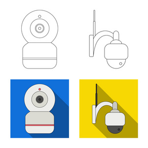 闭路电视和相机符号的矢量设计。中央电视台和系统股票矢量图的采集