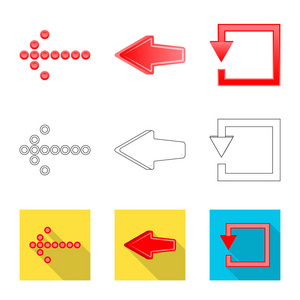 元素和箭头图标的矢量插图。元素的集合和方向股票向量例证
