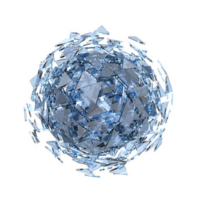 个 白色背景上孤立的三角形玻璃片的球体. 三维渲染. 相似素材图片