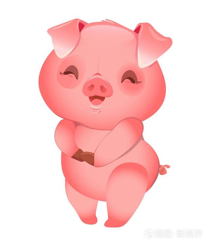 可爱的粉红猪. 矢量图