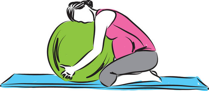 孕妇瑜伽球矢量插图照片