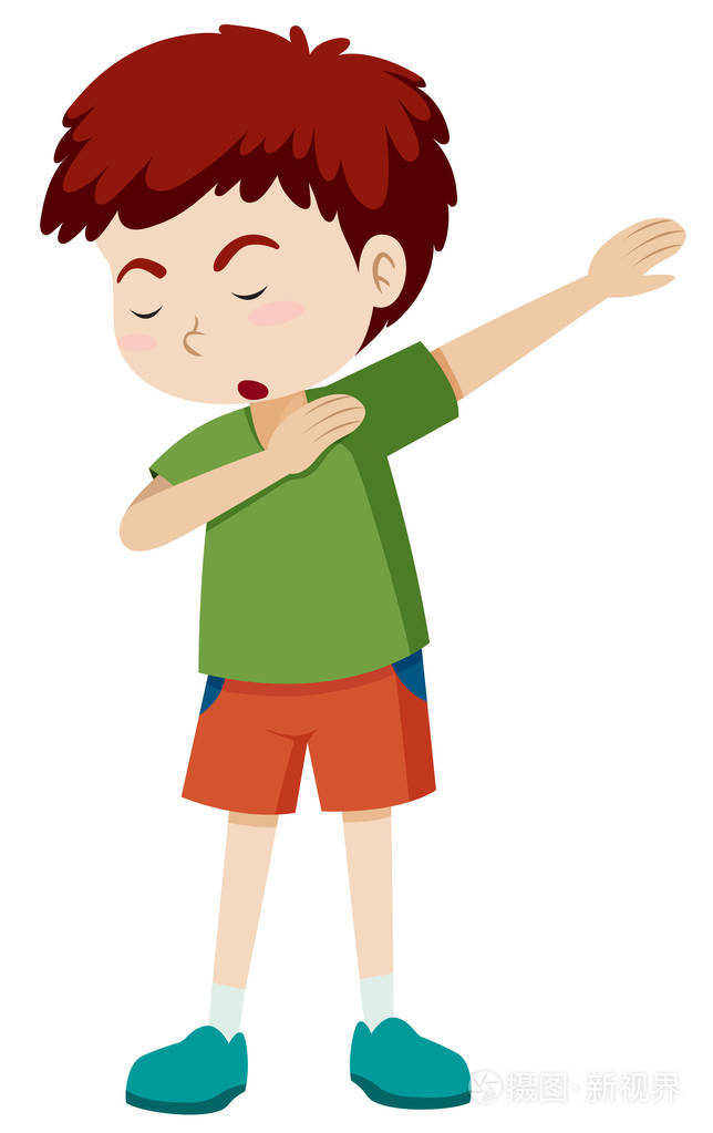 小男孩轻拍白色背景插图