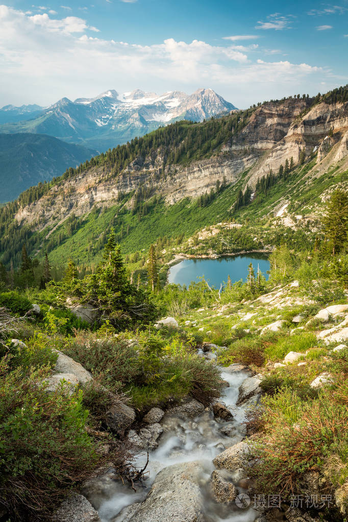 美国犹他州瓦萨奇山脉高山湖银光湖