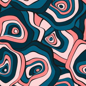 抽象手绘无缝图案的民族风格的波浪多彩圆圈.