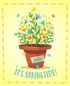 s springtime. Poster  card  background. Vector illustration