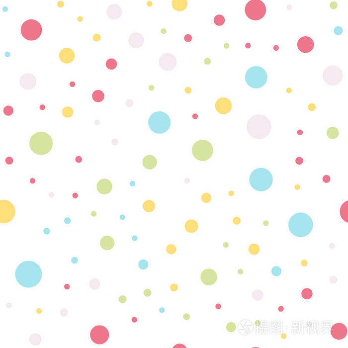 彩色圆点无缝图案白色4背景迷人的经典彩色圆点