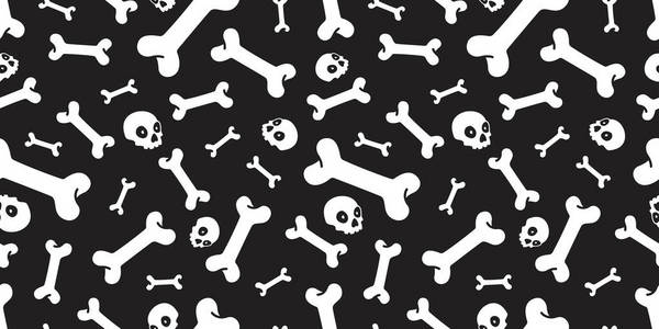骷髅骨无缝图案万圣节矢量骨架海盗鬼隔离背景壁纸黑色照片