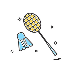 羽毛球图标设计向量羽毛球羽毛球图标羽毛球法院扁线图中,孤立的概念