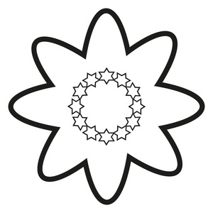 平面五角星圣诞花环平面样式图标矢量插图照片