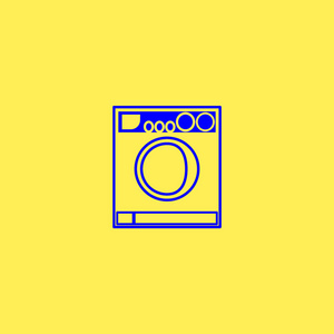 洗衣机平面图标矢量插图