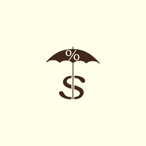 彩色雨伞，美元符号矢量插图