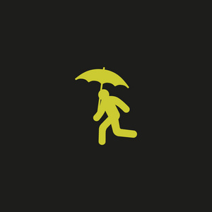 带伞的跑步男子剪影简单图标