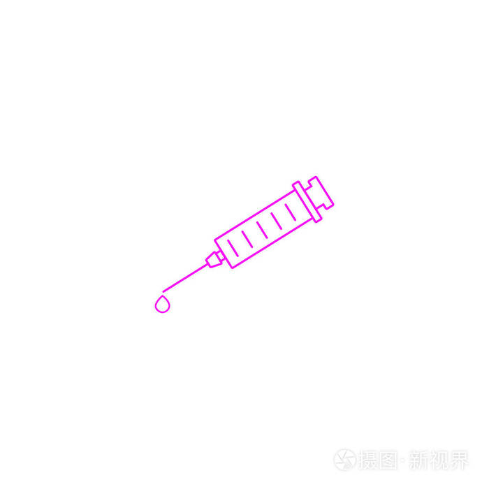 医用注射器平面图标矢量插图