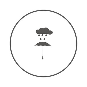 带雨云扁平式图标的雨伞