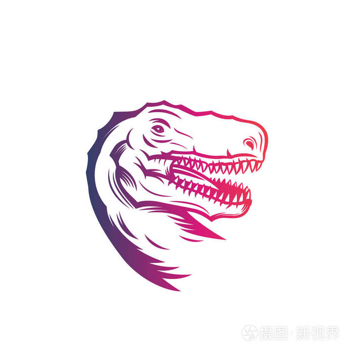 霸王龙, 霸王龙头, 矢量轮廓插画-正版商用图片12s2ec-摄图新视界