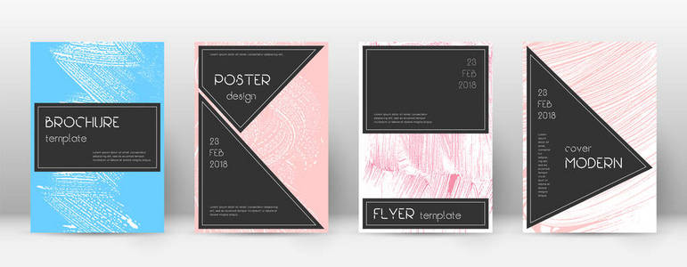 封面设计模板。黑色小册子布局。美丽的时尚抽象封面页面。粉红色和 bl