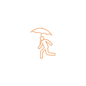 带伞的跑步者剪影简单图标