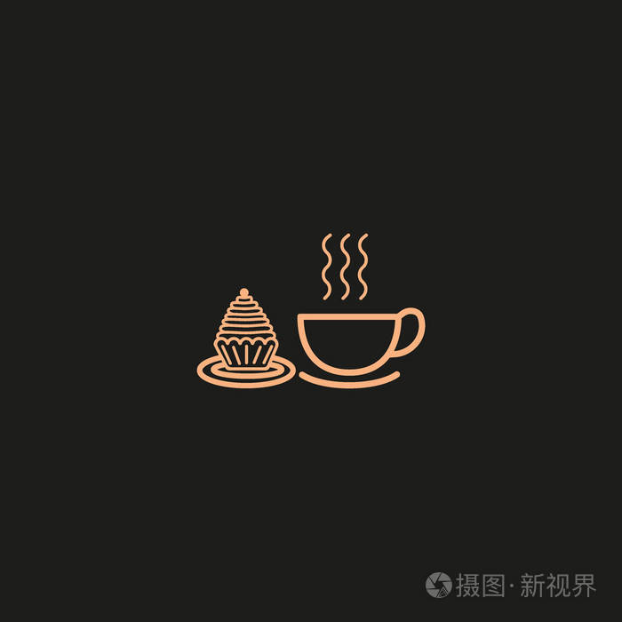 一块蛋糕和一杯茶矢量插图