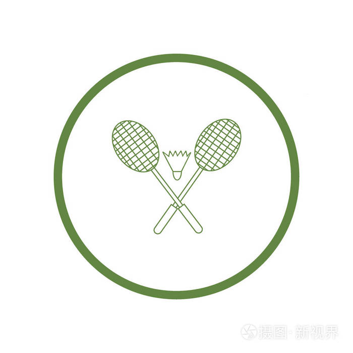 羽毛球矢量插图用球拍