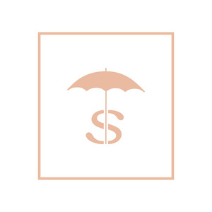带美元标志的雨伞，平面样式图标矢量插图