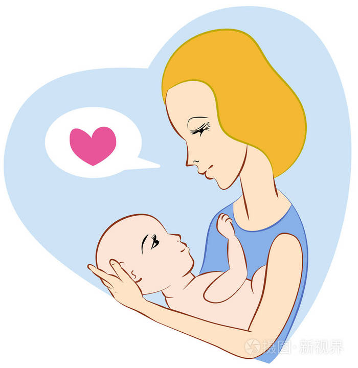 母亲把孩子抱在怀里插画-正版商用图片12slqr-摄图新视界