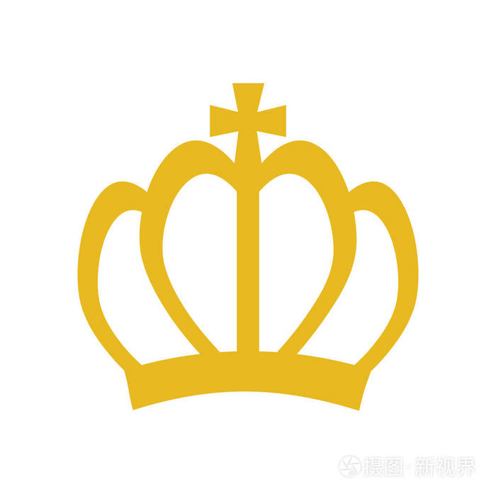 白色金色皇冠符号图标股票矢量插图