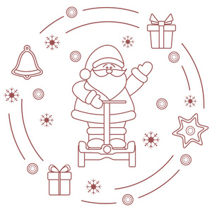 圣诞老人，礼物，铃铛，姜饼，星星，雪花..新年和圣诞节的象征。