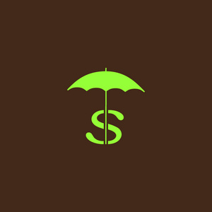彩色雨伞，美元符号矢量插图