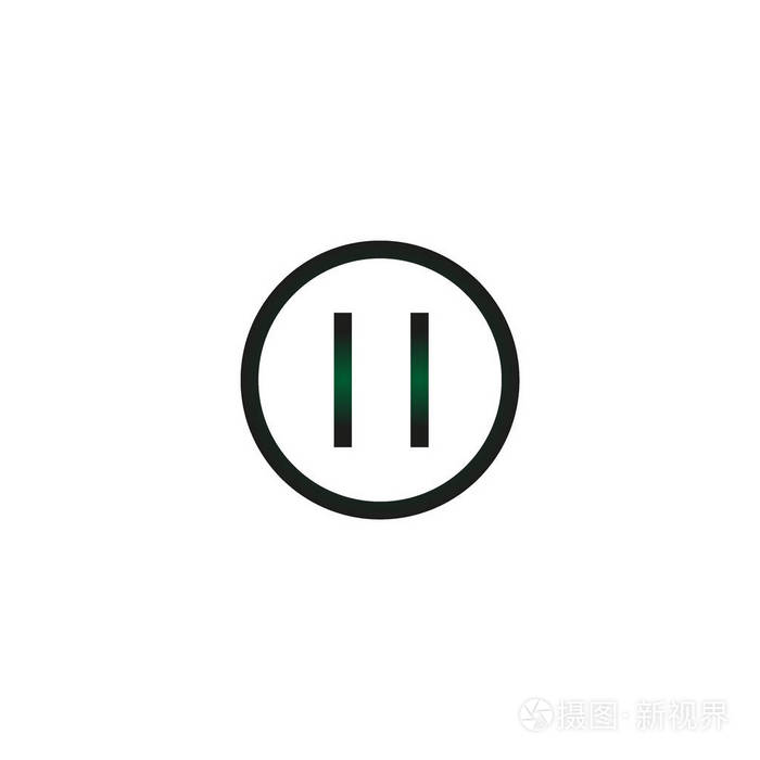 暂停平面按钮,矢量,插图,标志模板