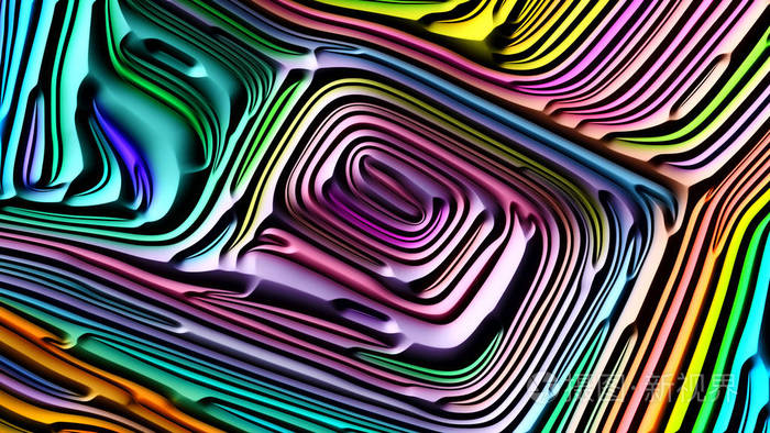 自然曲线系列以自然形态几何艺术本体设计与装饰为主题的彩色浮雕浮雕