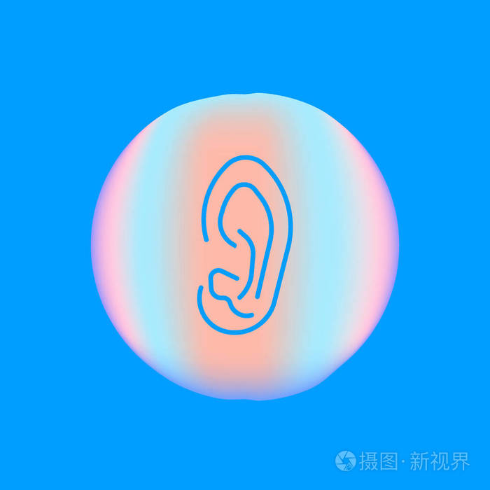 人耳平面图标,矢量,插图