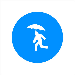 带伞矢量插图的人跑步
