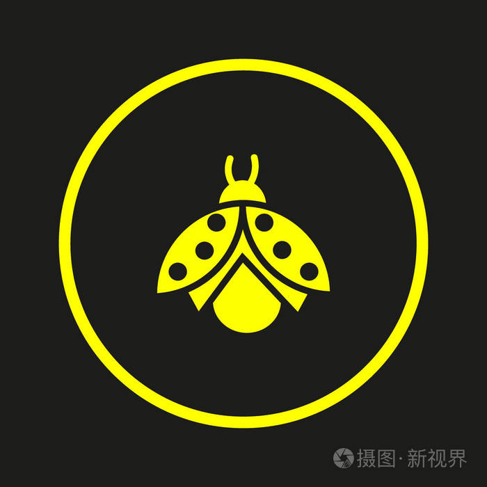 瓢虫平面图标矢量插图
