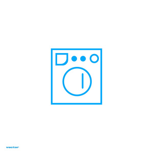 洗衣机平面图标矢量插图