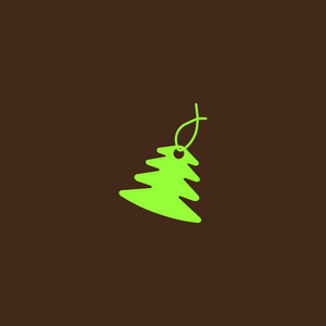 圣诞树树平面图标矢量插图