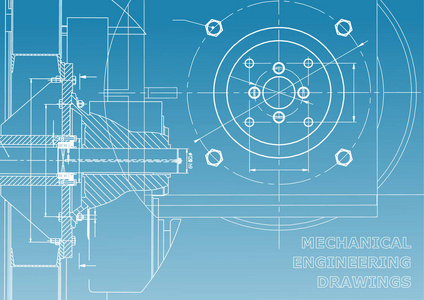 技术说明。 机械工程。 工程学科的背景。 技术设计。 蓝色和白色