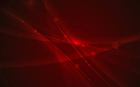 红色背景上的抽象未来主义线条曲线元素。 技术或商业概念的矢量插图。